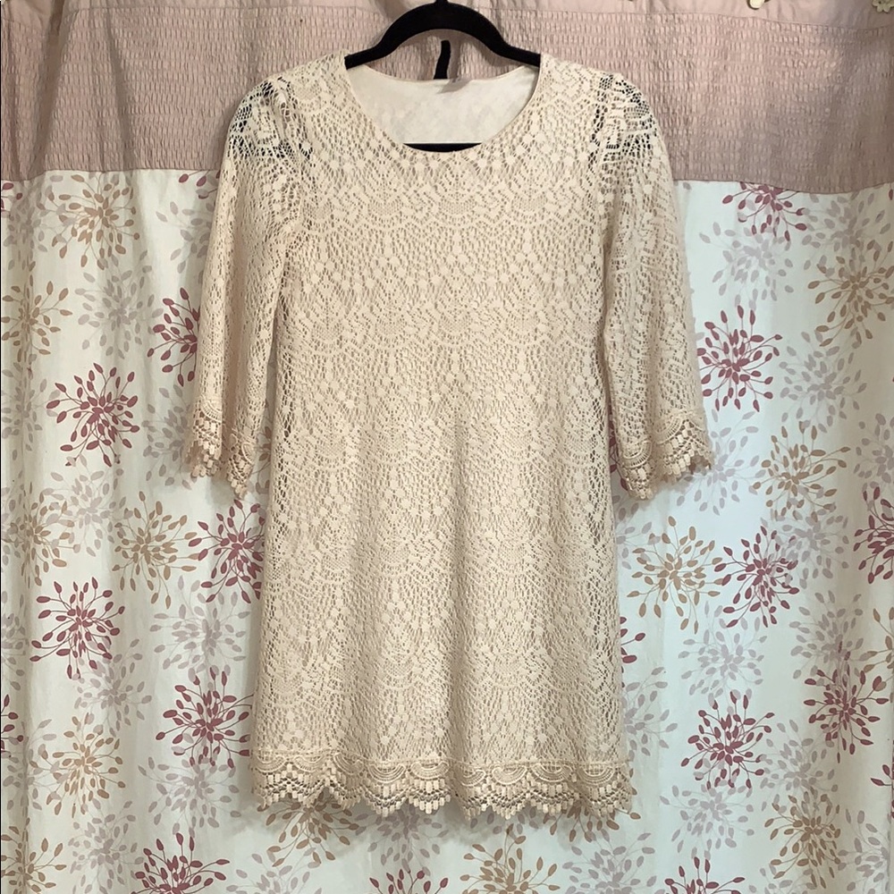 Elegant Cream Crochet Dress•Size XS•EUC!